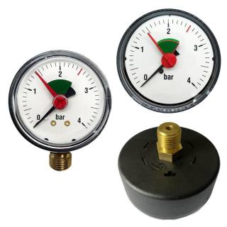 Manometer 1/4 " für geschlossene Anlagen, ABS-Gehäuse, rote Marke 2,5 bar